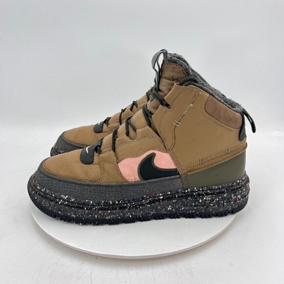 Nike Air Force 1 Boot Men Size 11 DD0747-300 Brown Kelp Pink Ankle Hiking Shoes